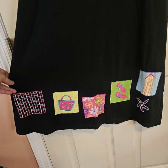 Michael Simon Vintage Beach Vacation Embroidered Patchwork Tshirt Dress - Picture 3 of 7